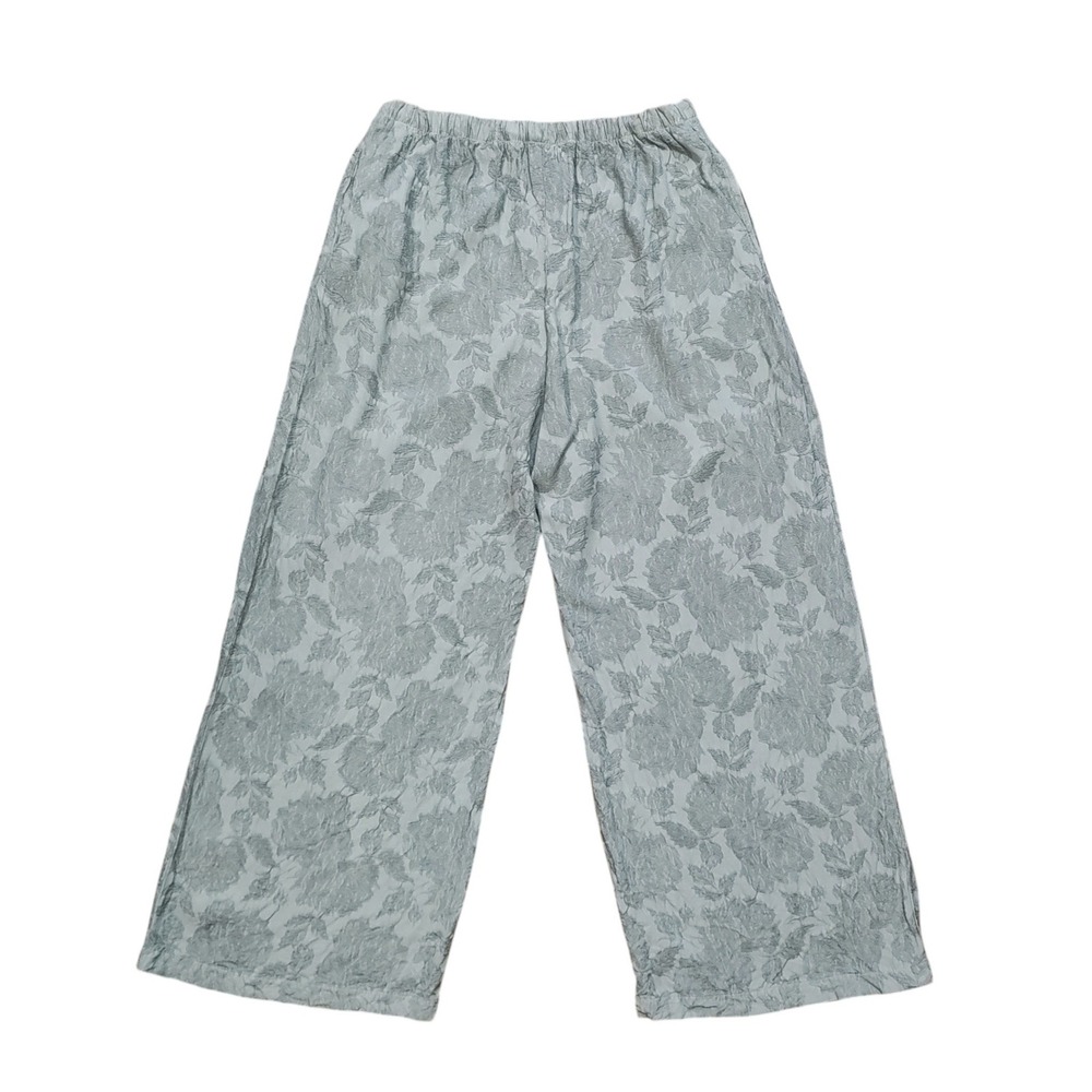 CP Shades Sage Green Floral Jacquard Wide Leg Pants Pull On Resort Boho Size M - Picture 1 of 10